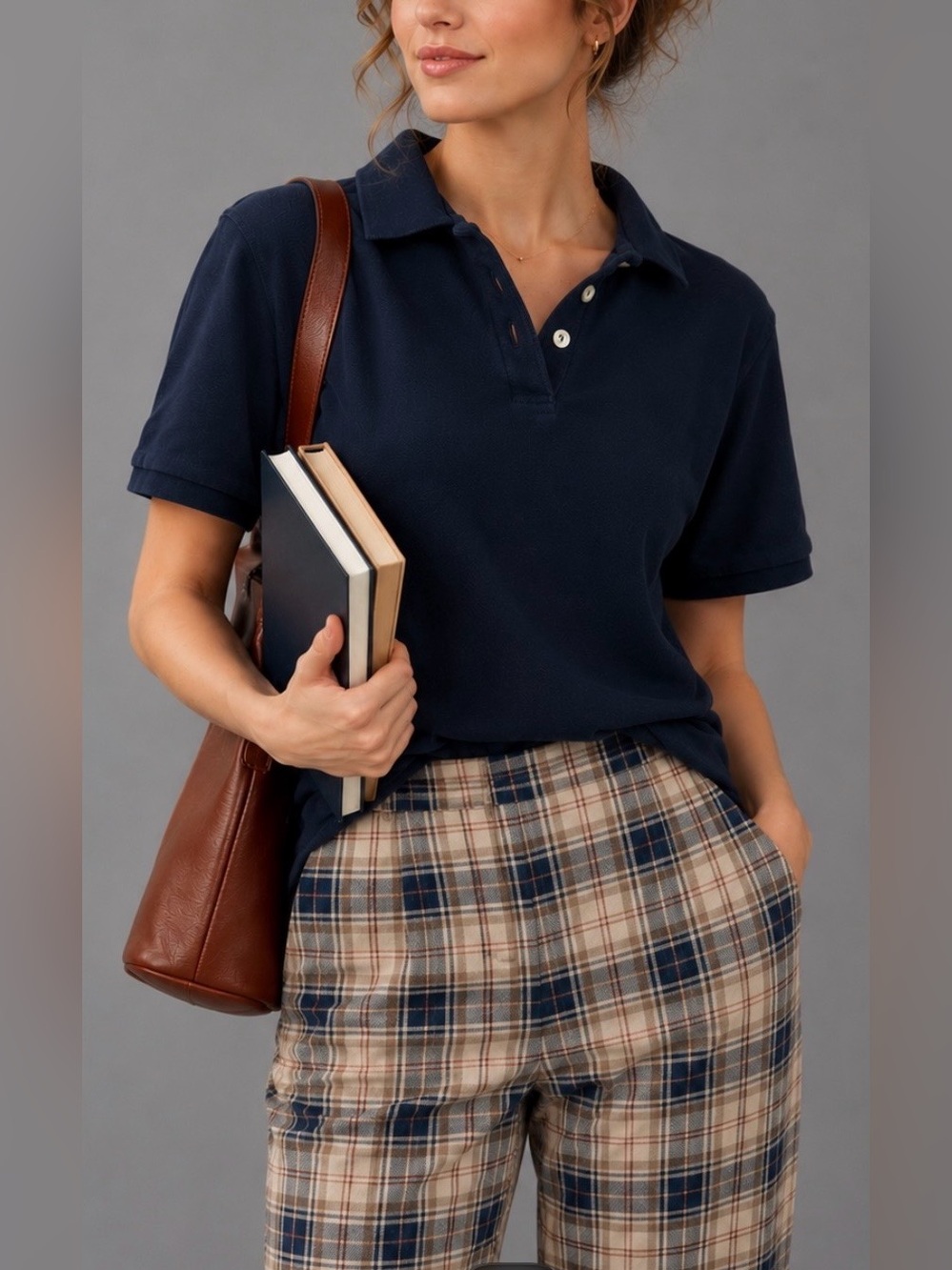 MARKS & SPENCER • Navy Blue 100% Cotton Short-Sleeve Polo Top, 8 - Picture 11 of 11